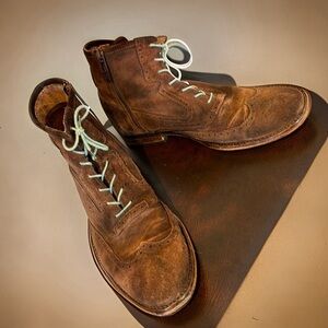 Rogue Wing-Tip Zip Ankle Boots - brown suede - great used condition - striking